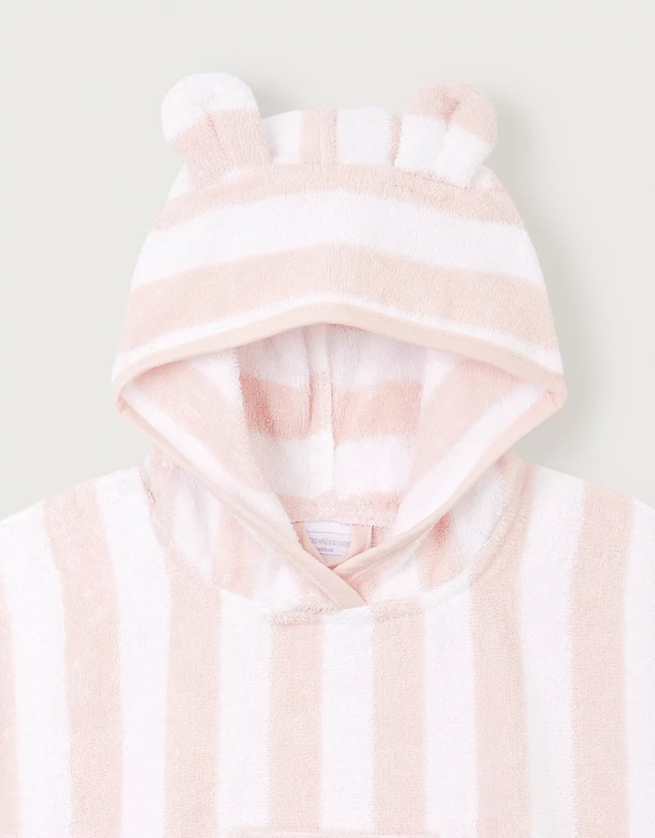 Organic Cotton Pink Stripe Towelling Hoodie (0—6yrs)