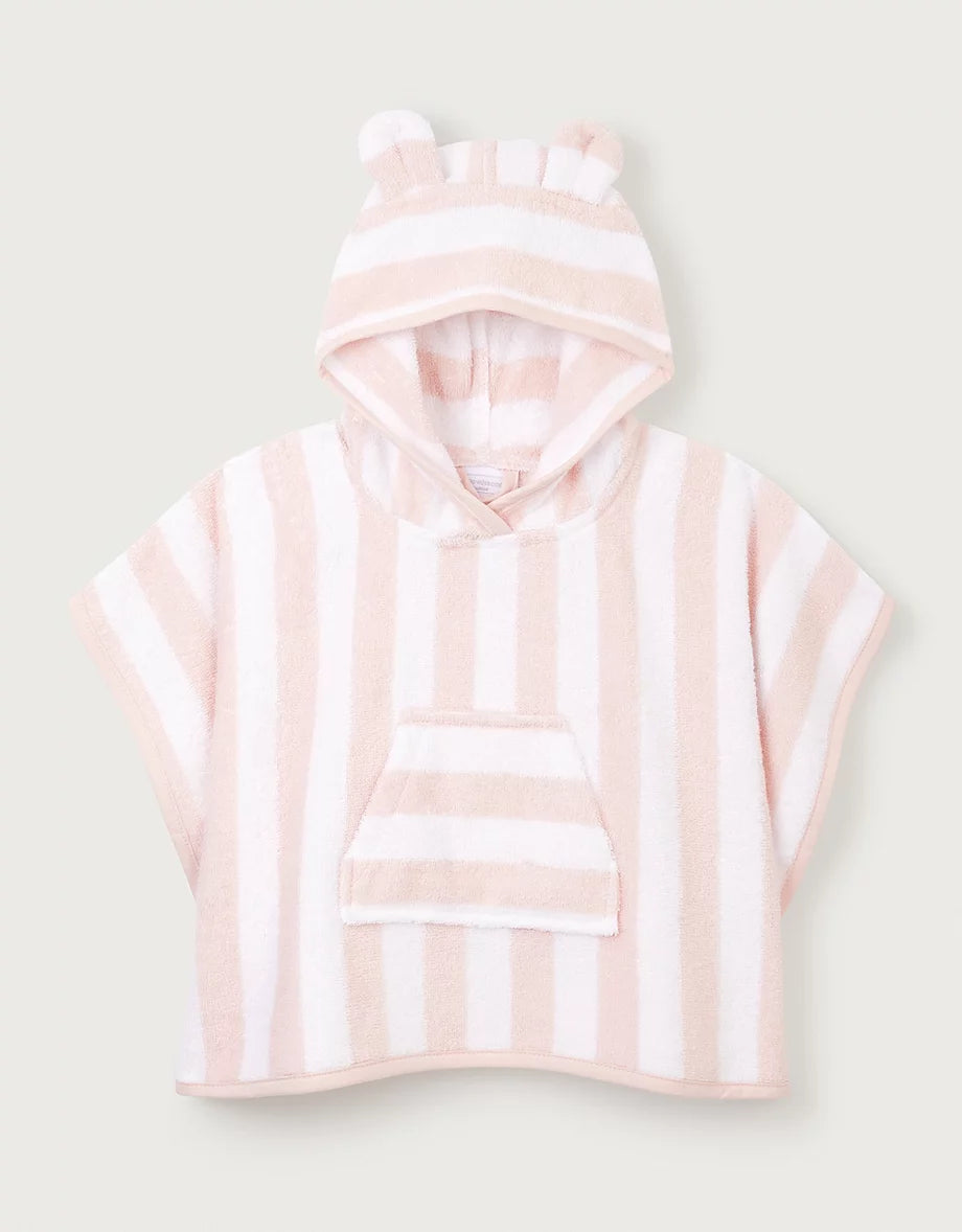Organic Cotton Pink Stripe Towelling Hoodie (0—6yrs)
