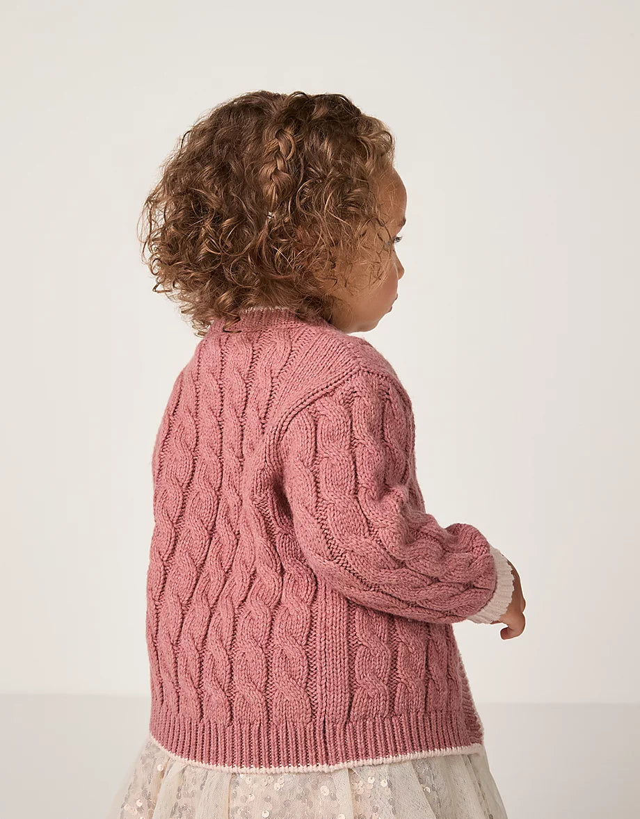 Organic Cotton & Wool Chunky Cable Cardigan (0–6yrs)