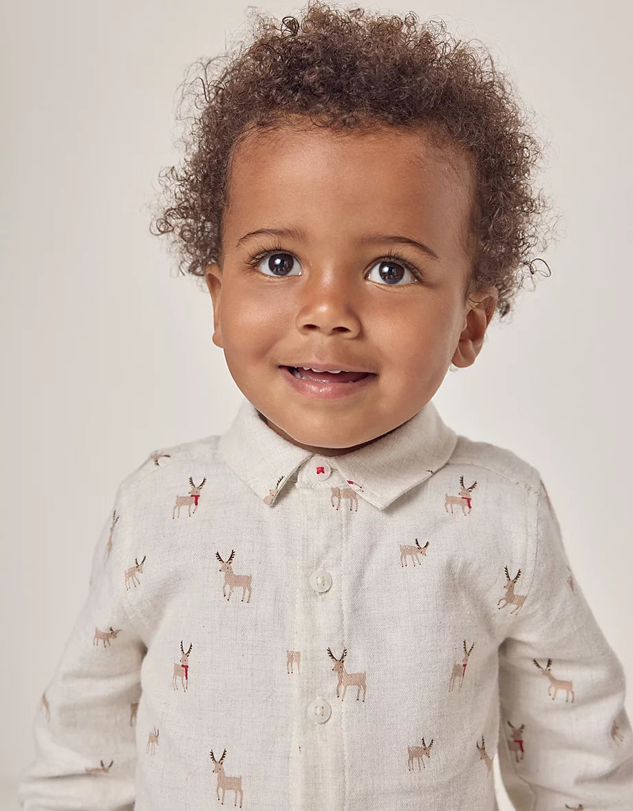 Organic Cotton Reindeer Shirt & Cord Trousers Set (0–6yrs)