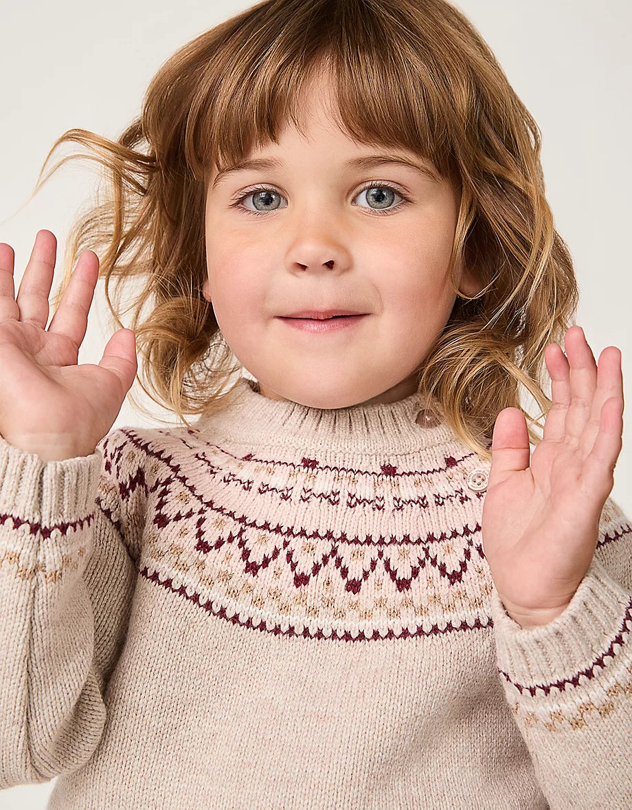 Organic Cotton Blend Fair Isle Jumper (0–4yrs)