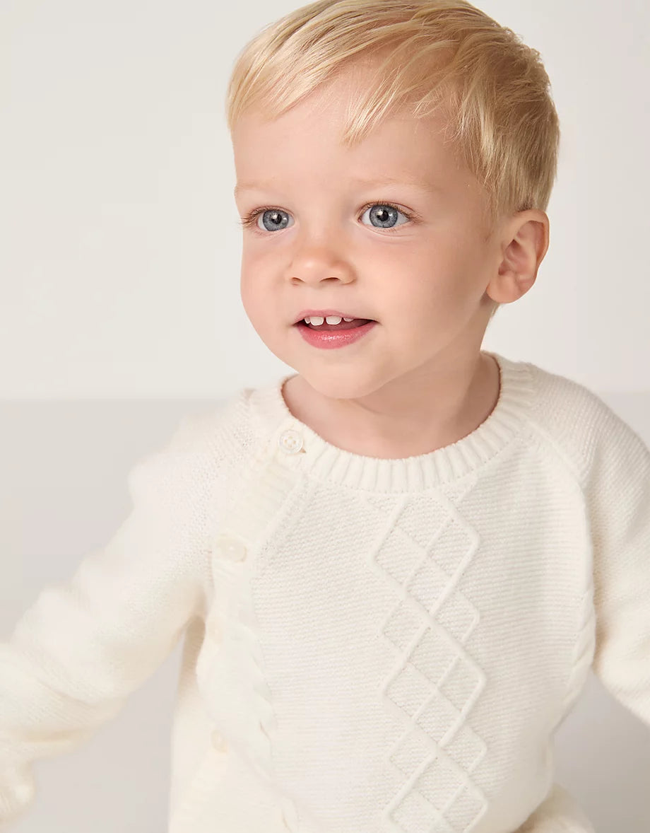 Organic Cotton Blend Cable Knit Wrap Romper (0–24mths)