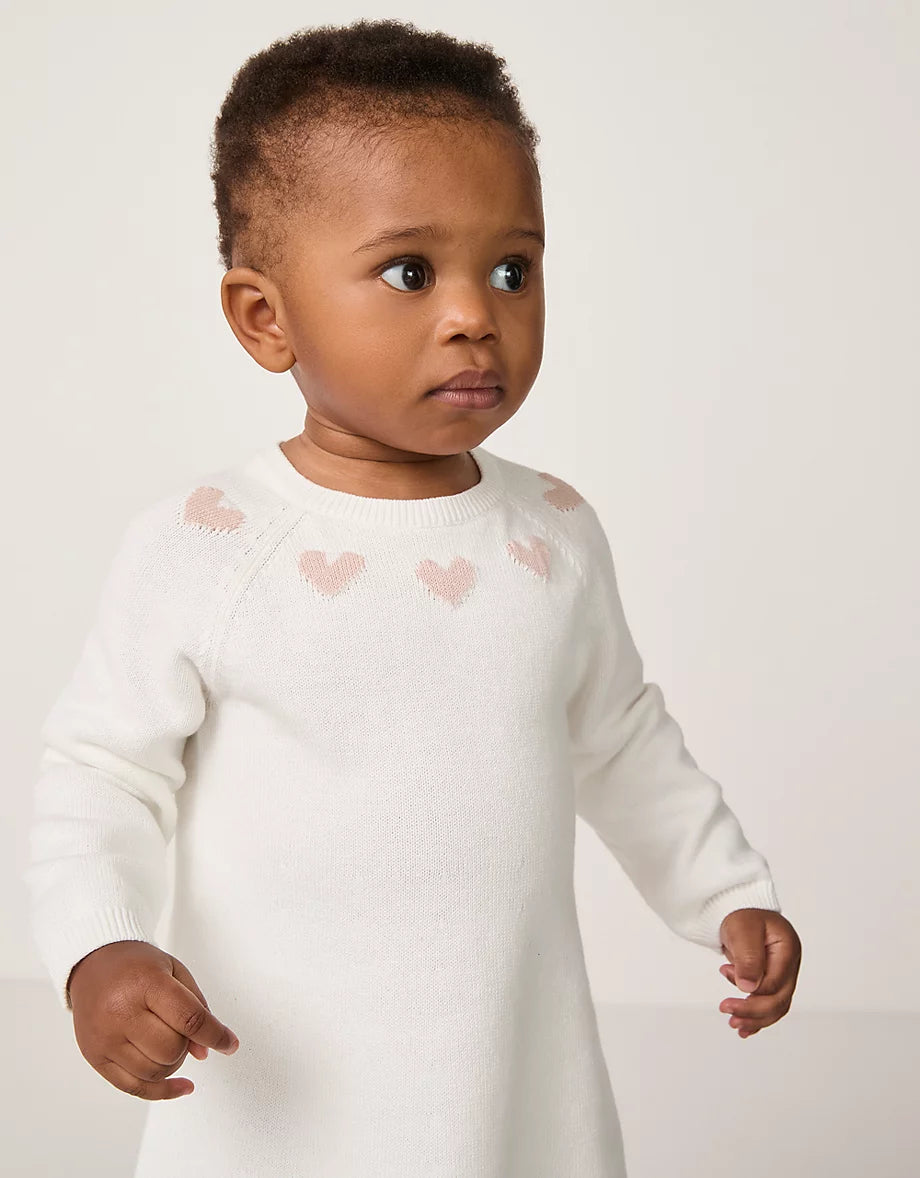 Organic Cotton Heart Knitted Dress (0–4yrs)
