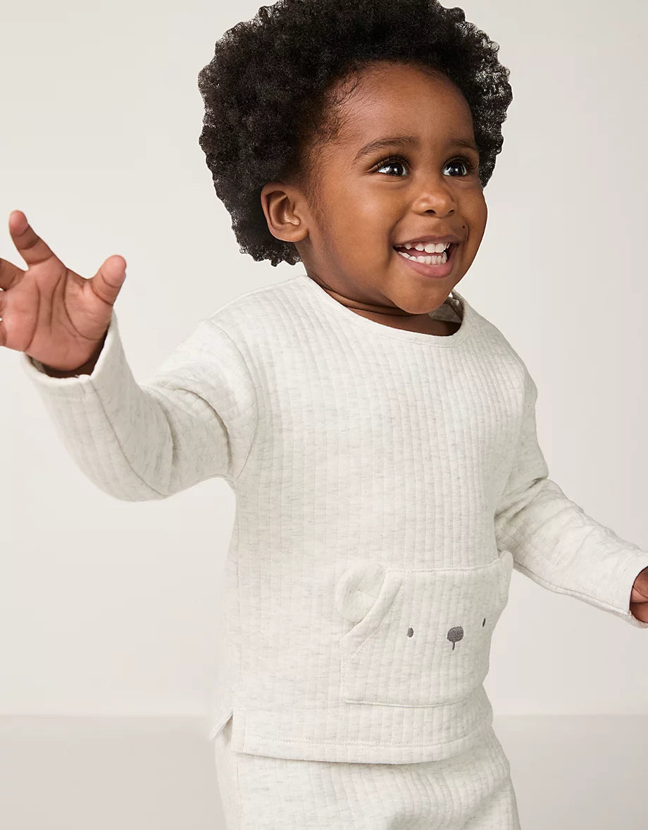 Organic Cotton Quilted Bear Sweatshirt & Joggers Set (0–4yrs)