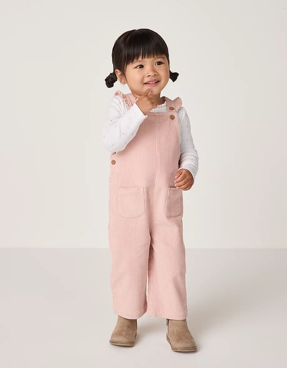 Organic Cotton Ines Floral Top & Cord Dungarees Set (0–4yrs)