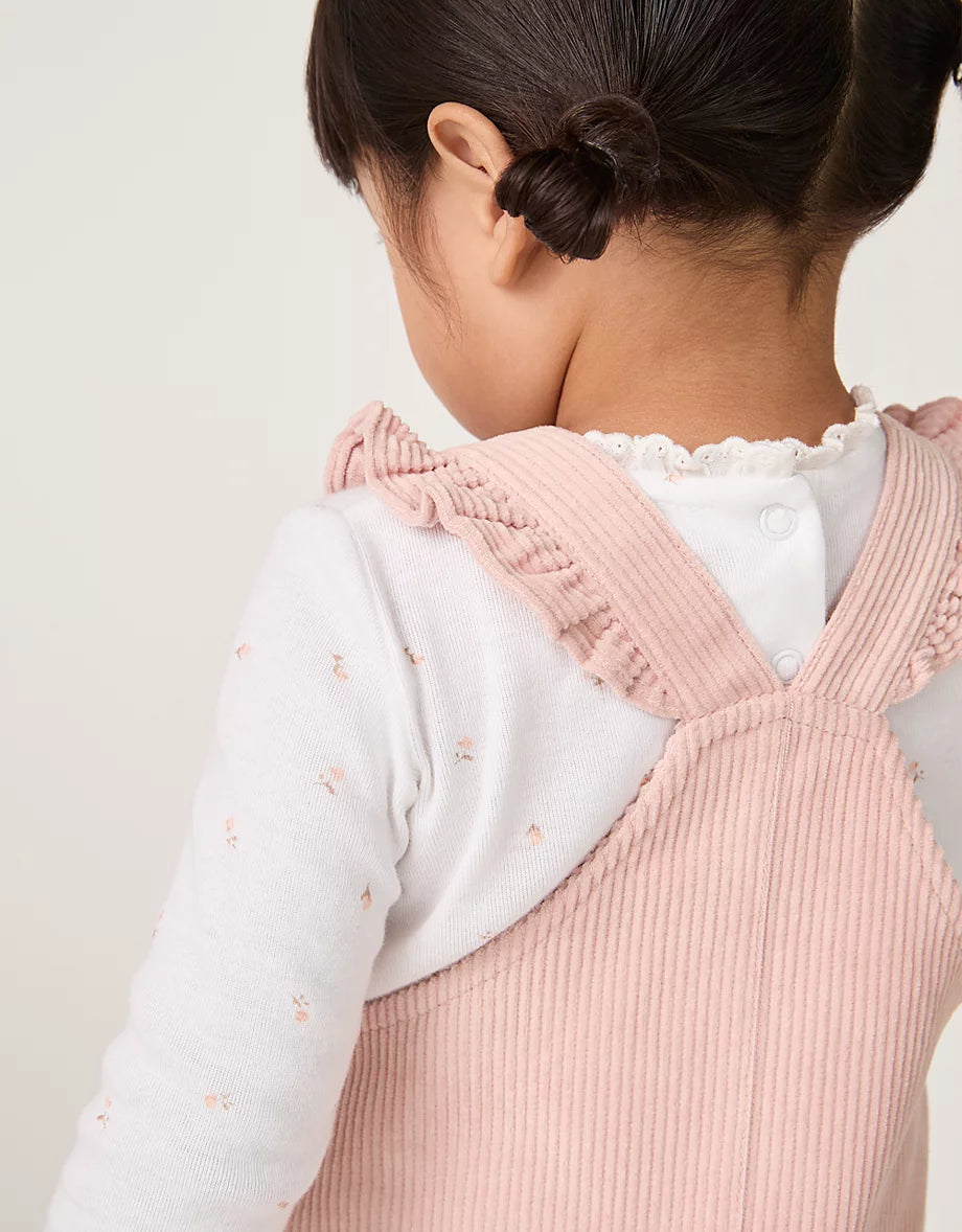 Organic Cotton Ines Floral Top & Cord Dungarees Set (0–4yrs)