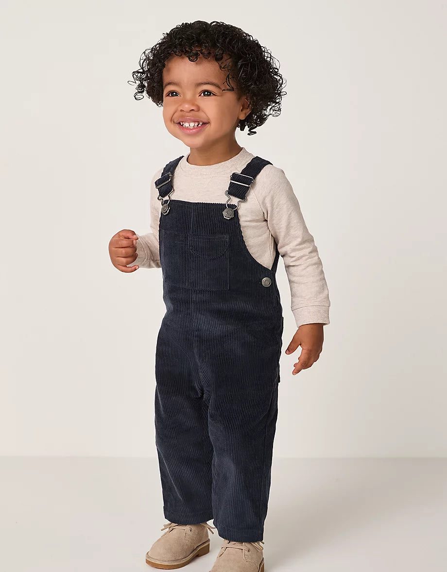 Organic Cotton Cord Dungarees & Sweatshirt Set (0–4yrs)