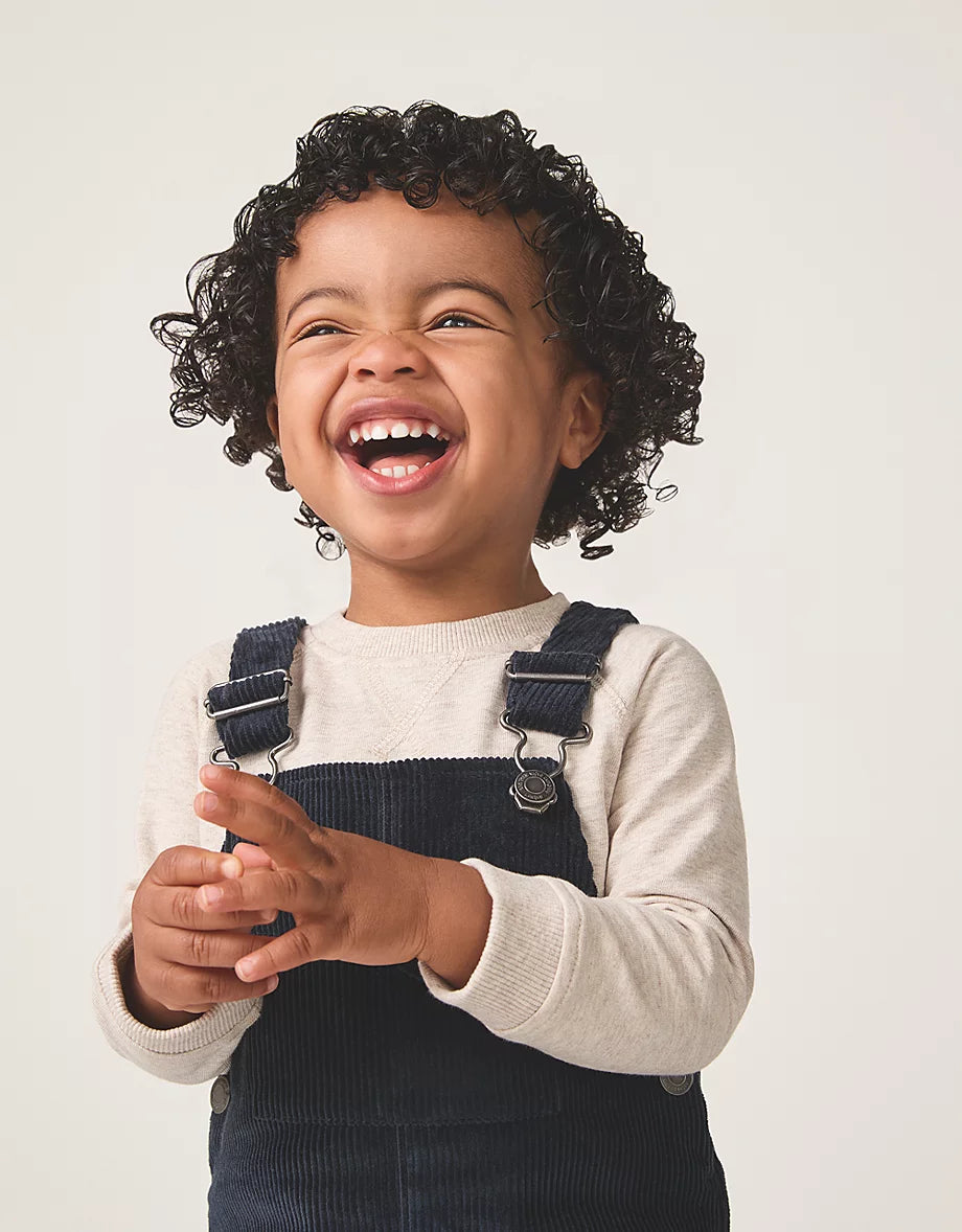 Organic Cotton Cord Dungarees & Sweatshirt Set (0–4yrs)