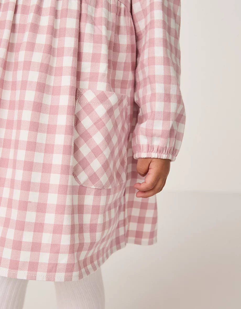 Organic Cotton Gingham Dress & Tights Set (0–4yrs)