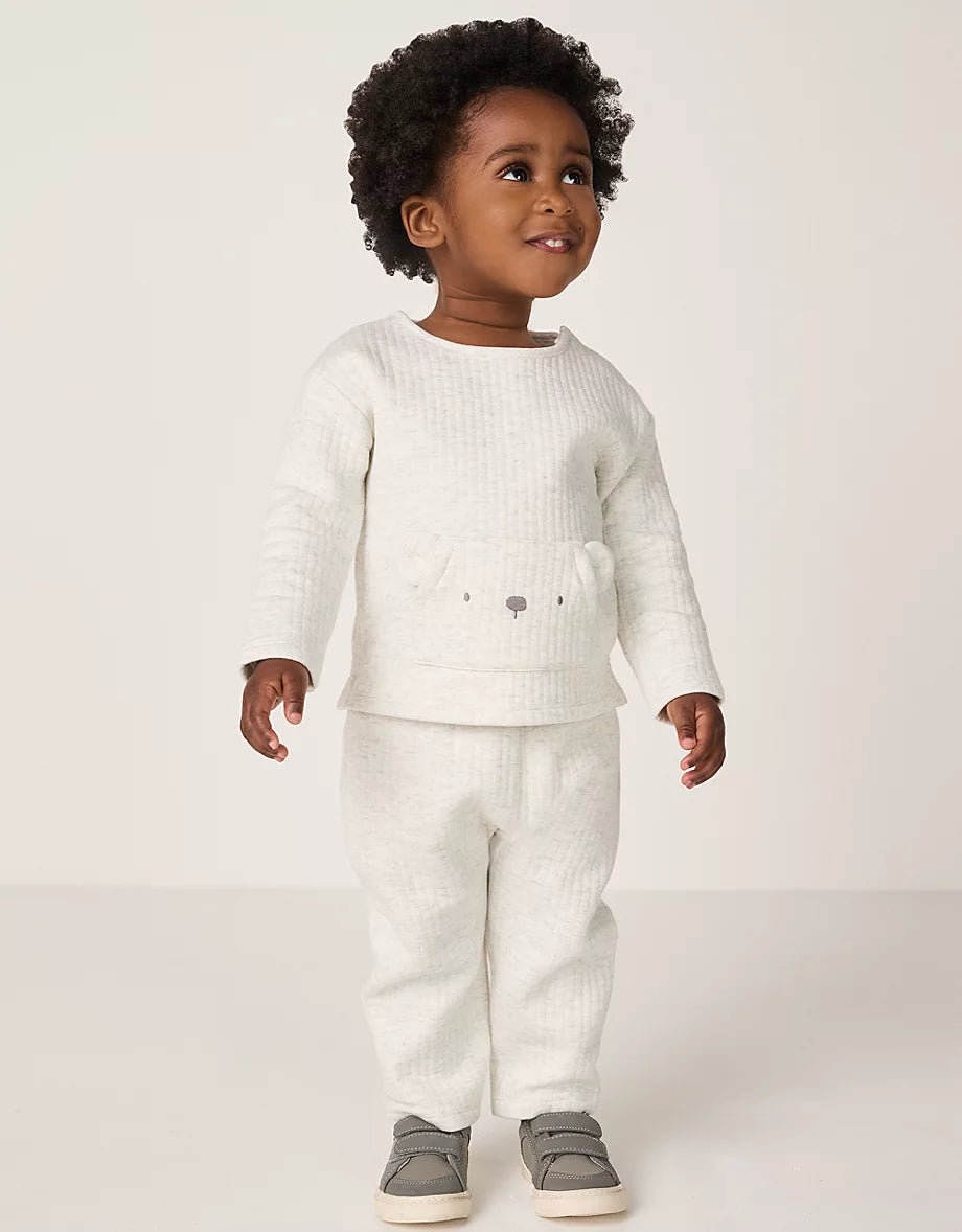 Organic Cotton Quilted Bear Sweatshirt & Joggers Set (0–4yrs)