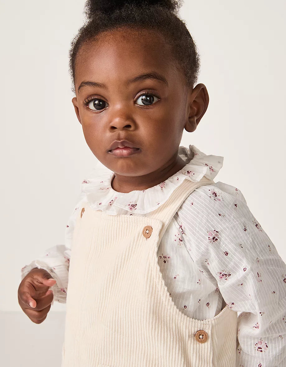 Organic Cotton Minnie Floral Blouse and Cord Pinafore Set (0–4yrs)